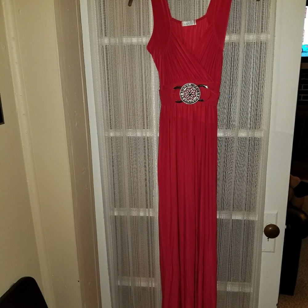 Red evening gown